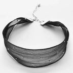 Midnight Mesh Choker Necklace With Crystal Accents For Elegant Night Out Mood And Subtle Glam