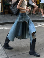 Sultry Retro Denim Slit Skirt For Women A Slimming And Versatile