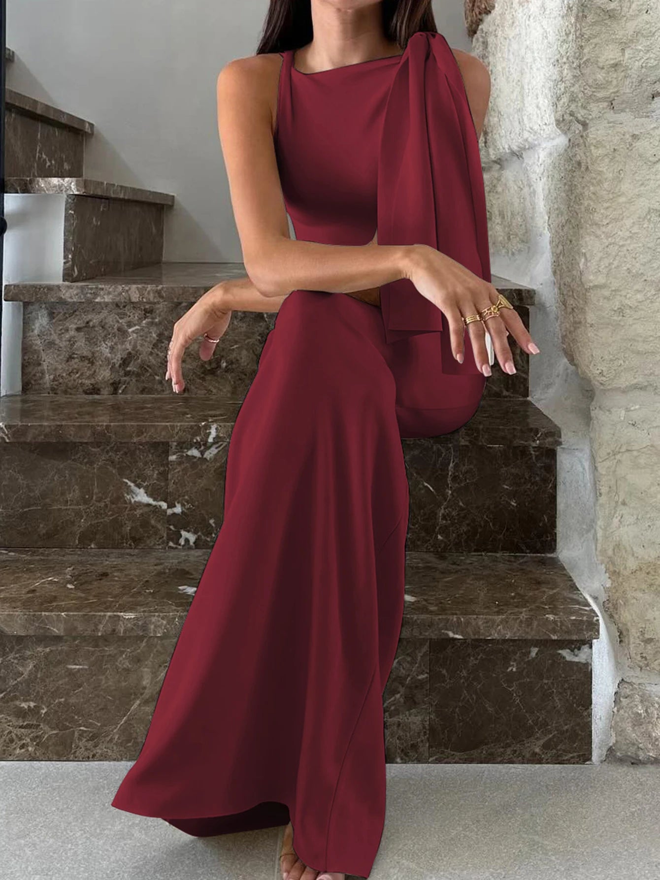 Sleeveless Bodycon Maxi Dress - Patchwork O-Neck