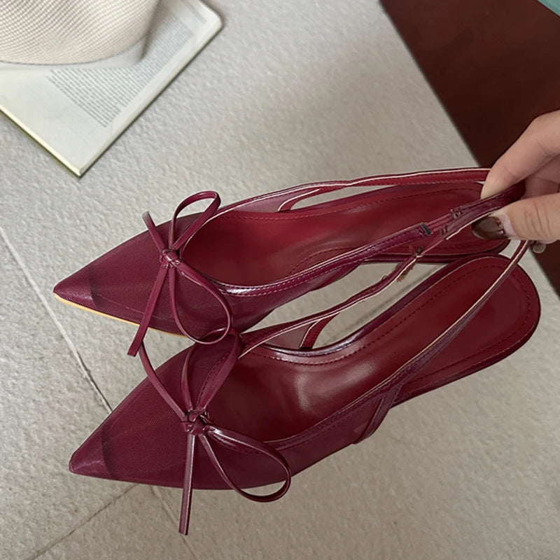 Butterfly Knot Pointed Toe Thin Stiletto High Heels