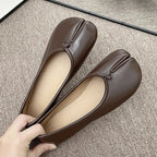 Tabi Style Leather Flats For Women Cozy Split Toe Slip On Shoes