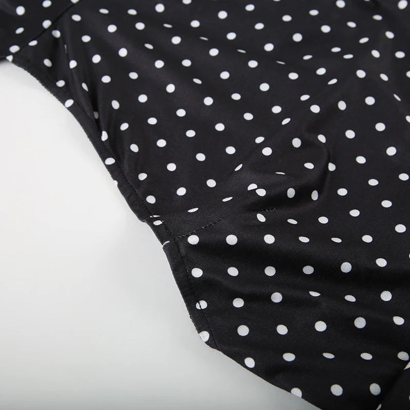 Polka Dot Halter Dress For Women Backless Mini
