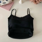 Lace Patchwork Corset Cami Featuring Bow And Chest Pad