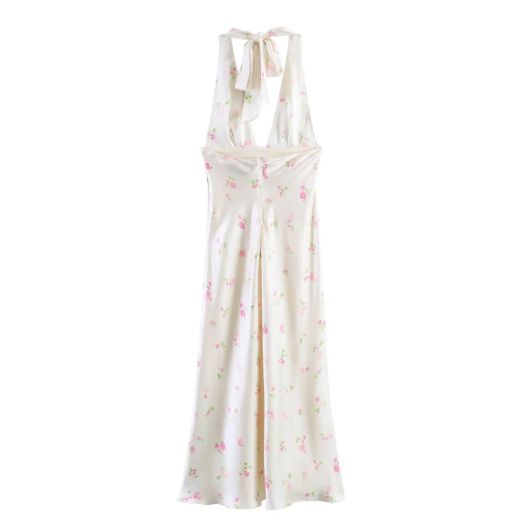 Airy Neck Collar Flowy A Line Dress With Printed Waist For Summer Elegance Light Dress