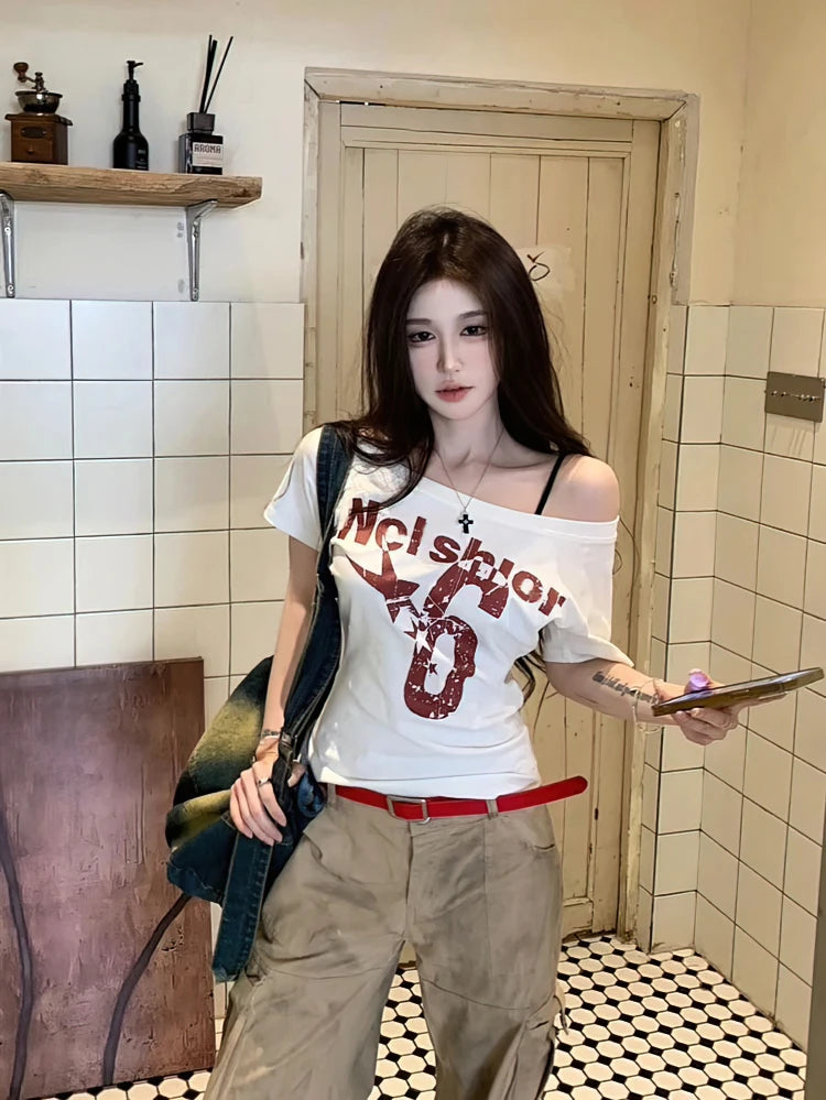Off Shoulder Sport Top For Women Vintage Inspired Crop