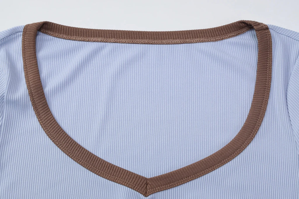 Patchwork O-Neck Long Sleeve Top