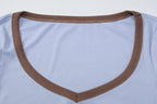 Patchwork O-Neck Long Sleeve Top