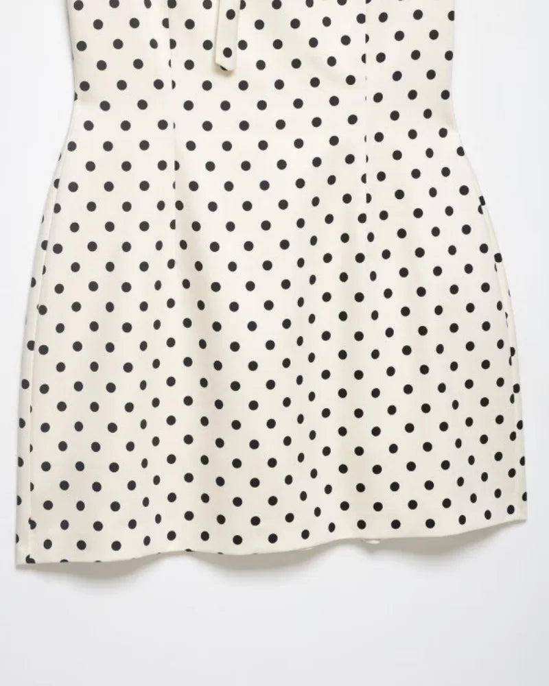 Polka Dot Cutout Bow Front Mini Dress