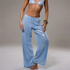Sequined Solid Wide Leg Pants For Women With High Waist Loose Fit Trousers
