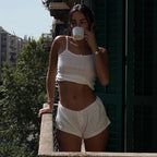 Sultry Suspender Sleep Set With Lightweight Top And Shorts