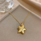 Openable Star And Heart Zircon Necklace In Stainless Steel Romantic Womens Jewelry