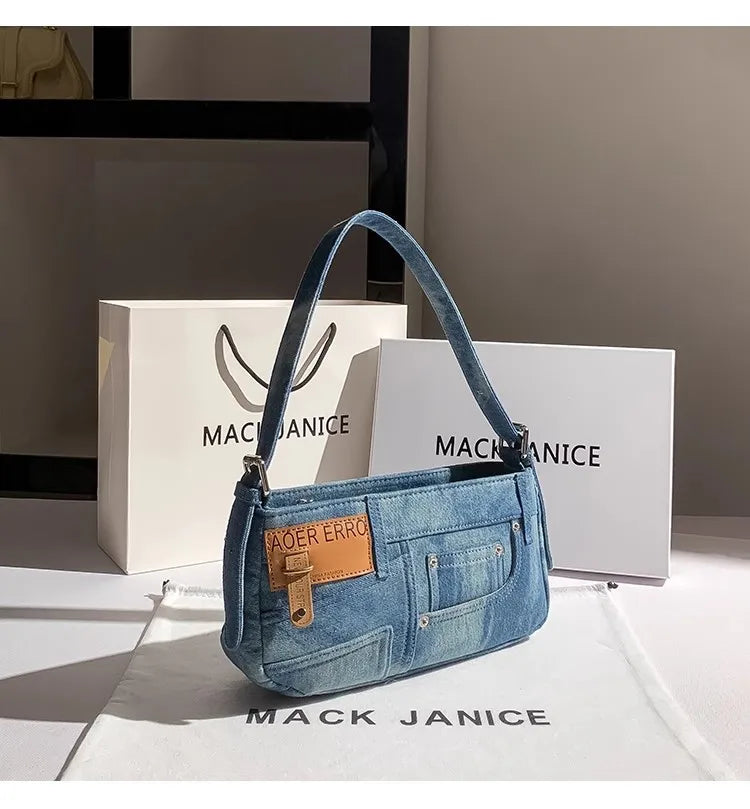 Denim Square Bag For Women Casual Chic Shoulder Messenger Purse With Modern Flair