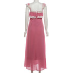 Sweet Style Patchwork Lace Dress With Square Collar Backless Sleeveless Bodycon