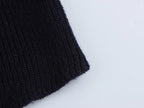 Knit Black Long Flute Dress With Buckle Detail