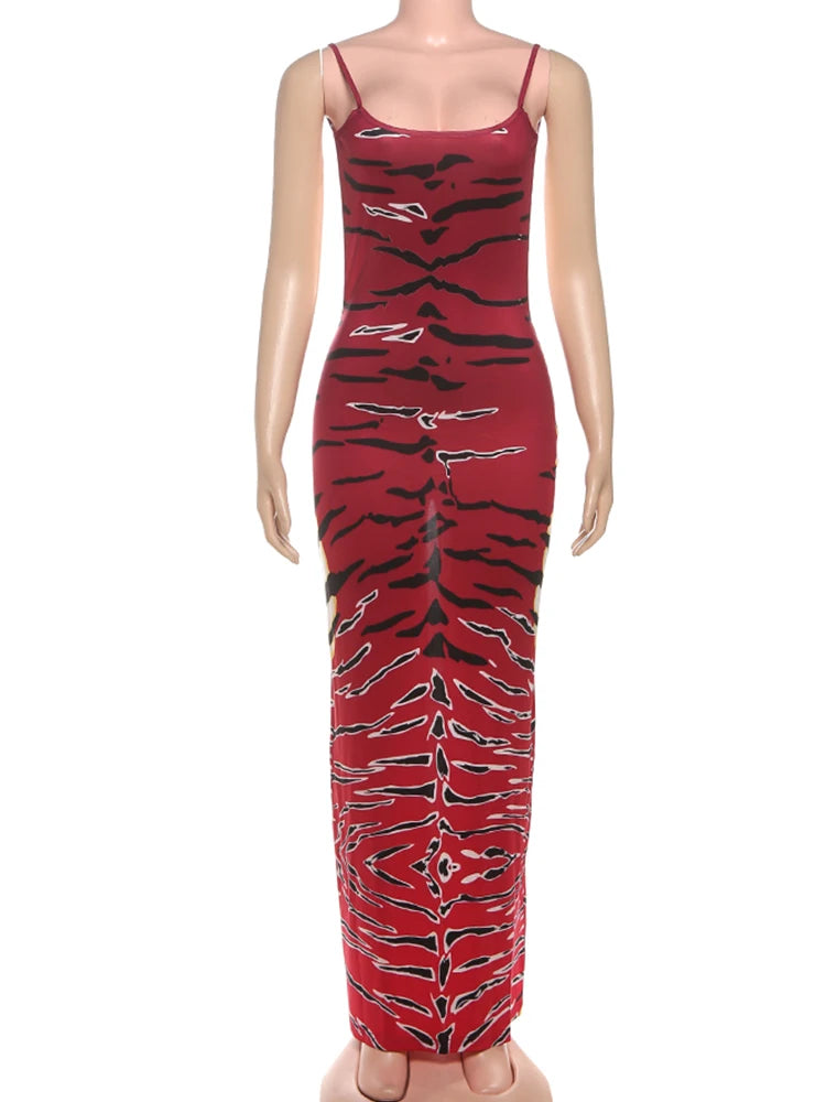 Red Backless Maxi Dress Sleeveless