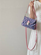 Contrast Color Star Print Crossbody Bag for Women Lightweight Shoulder Purse With Buckle