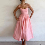 Sunlit Spaghetti Strap Maxi Dress With A Line Silhouette Sleeveless Gown