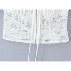 Romantic Lace Patchwork Off Shoulder Puff Sleeve Crop Top