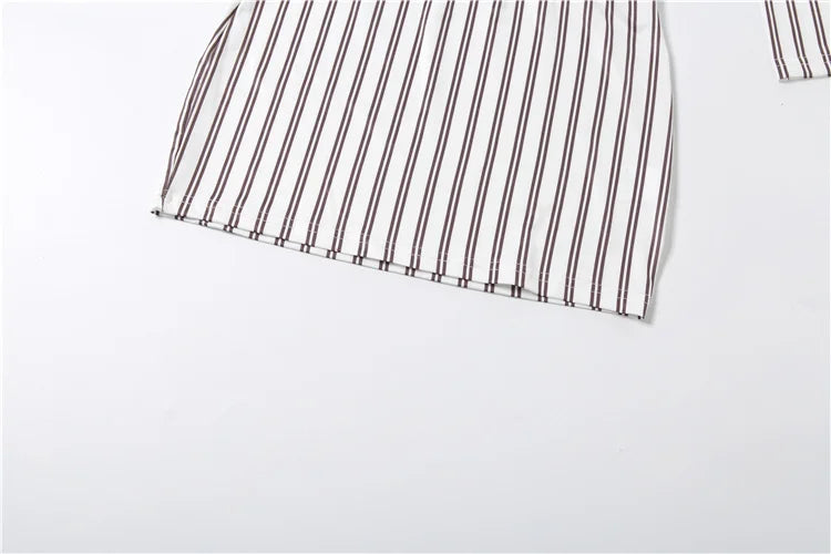 Stripe Print two piece Set With Crop Blouse And Hip Skirt