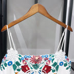 Romantic Floral Lace Embroidered Midi Set With Sleeveless Top And Side Slit Skirt