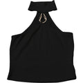 Off Shoulder Metal Buckle Tank Top For Women High Stretch Body Skimming Street Style