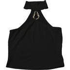 Off Shoulder Metal Buckle Tank Top For Women High Stretch Body Skimming Street Style