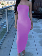 Women's Strapless Knit Maxi Beach Dress - Slim Fit Summer