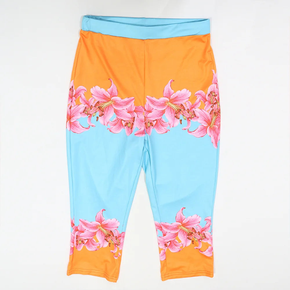 Floral Off Shoulder Crop Top And High Waist Capri Set For Summer Streetwear Vibe
