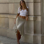 Fashion Irregular Lace Up Skirt
