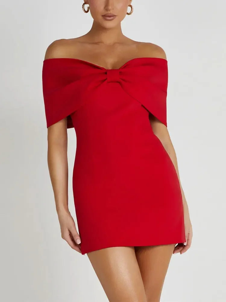 Bow Strapless Mini Backless Bodycon Dress