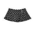 Black Polka Dot Pleated Mini With Shorts Lining Low Waist Skater Style Button Details