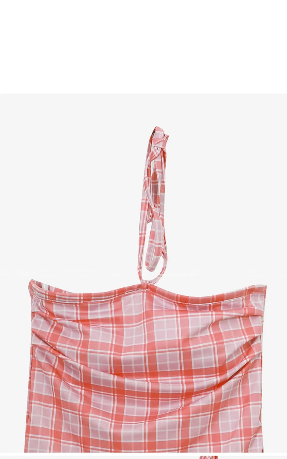 Plaid Push Up Backless One Piece Swimsuit