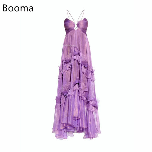 Booma Shiny Pleat Purple A-Line Sweetheart Dresses Formal Party Gowns for Women Sleeveless Simple Prom Gown Custo