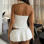 French-style Embroidered Halter Top Sexy Sleeveless Backless Camisole