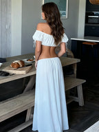 Elegant Puff Sleeve Top & Long Skirt Set