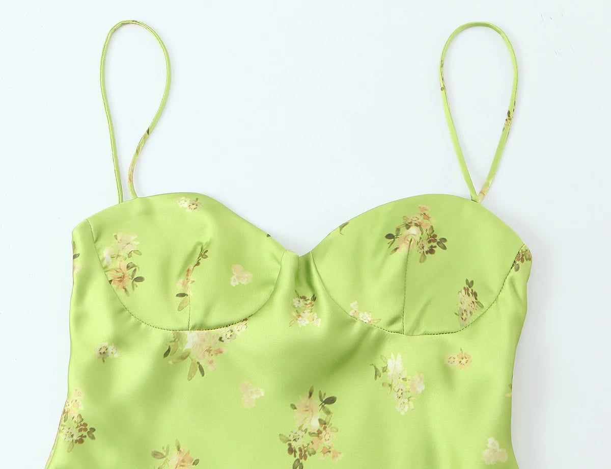 Floral Print Summer Sling Dress With Spaghetti Straps