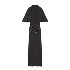 Backless Sequin Patchwork Maxi Dress With Wide Sleeves