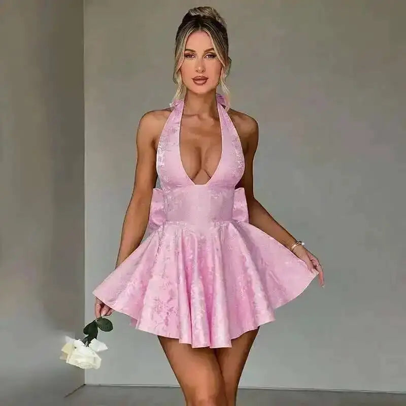 Backless Halter Evening Dress With Lace Jacquard For Elegant Special Occasions