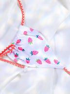 Floral Bow Pink Bikini Swimsuit For Women Low Waist Bandage Beachwear Chic Summer Bathing Suit