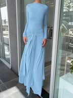 Ruched Maxi Dress For Women Chic Bodycon With Long Sleeves