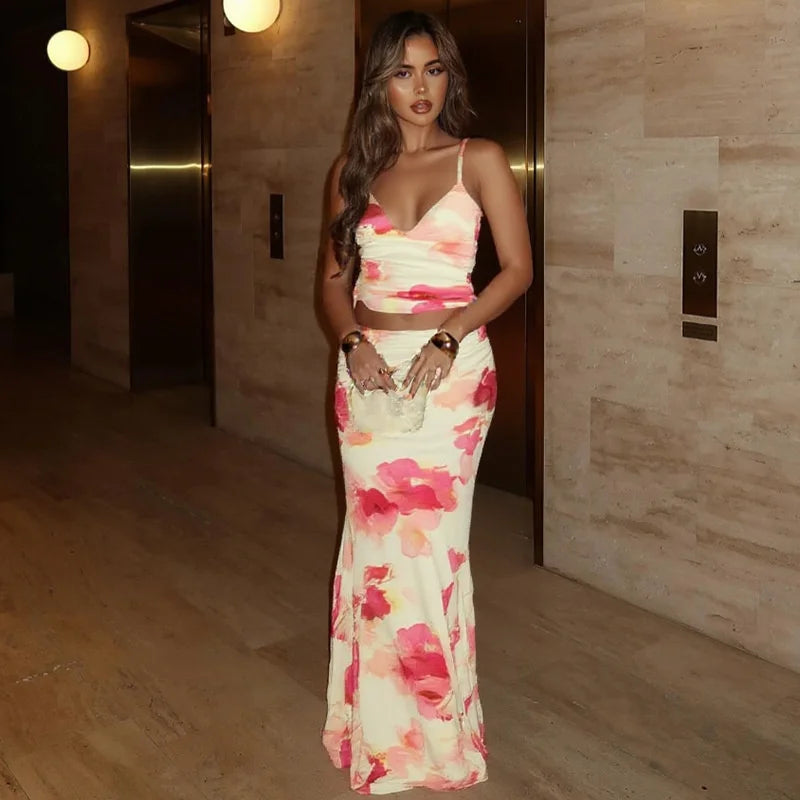 Crop Top And Maxi Skirt Set