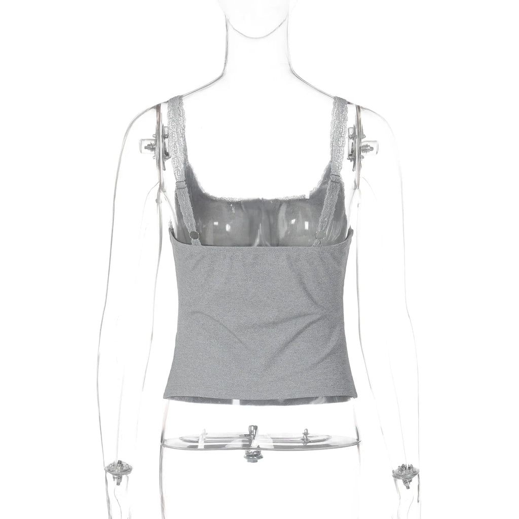 Square Collar Backless Single Breasted Ruffles Camisole
