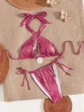 Snake Skin Halter Two Piece Bikini Set With Hollow Out Details For Beachwear Elevated Silhouette