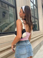 Pink Floral Halter Tank Top Sleeveless