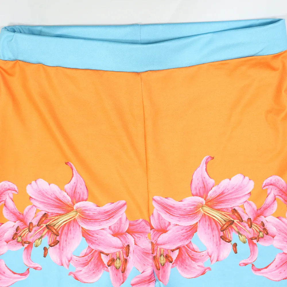 Floral Off Shoulder Crop Top And High Waist Capri Set For Summer Streetwear Vibe