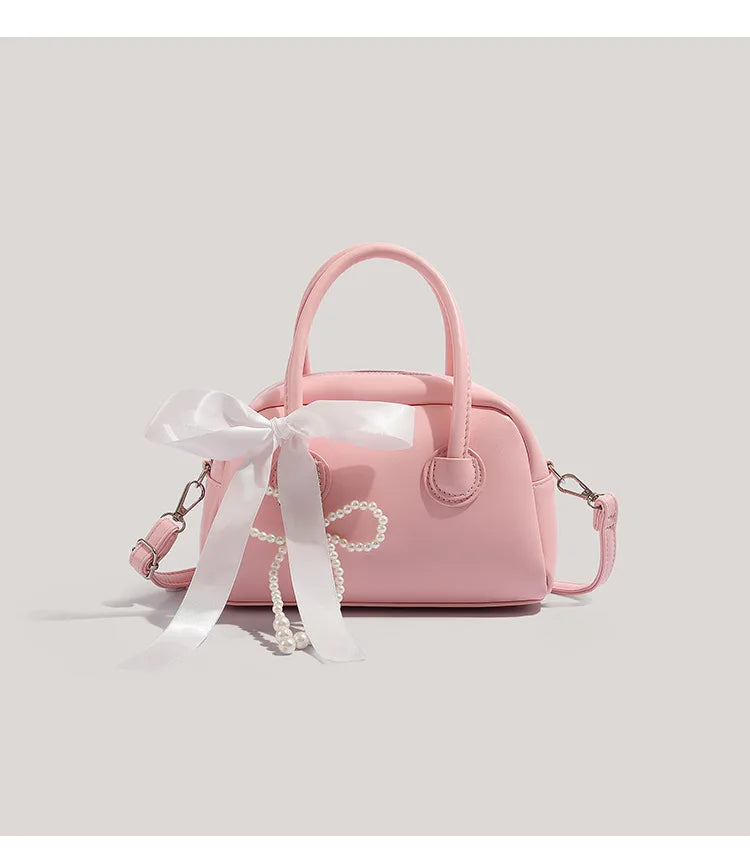 Bowknot PU Leather Crossbody Bag For Women Harajuku Style
