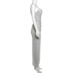 Elegant Maxi Spaghetti Strap Party Dress With Netting Waist-Hugging Fit