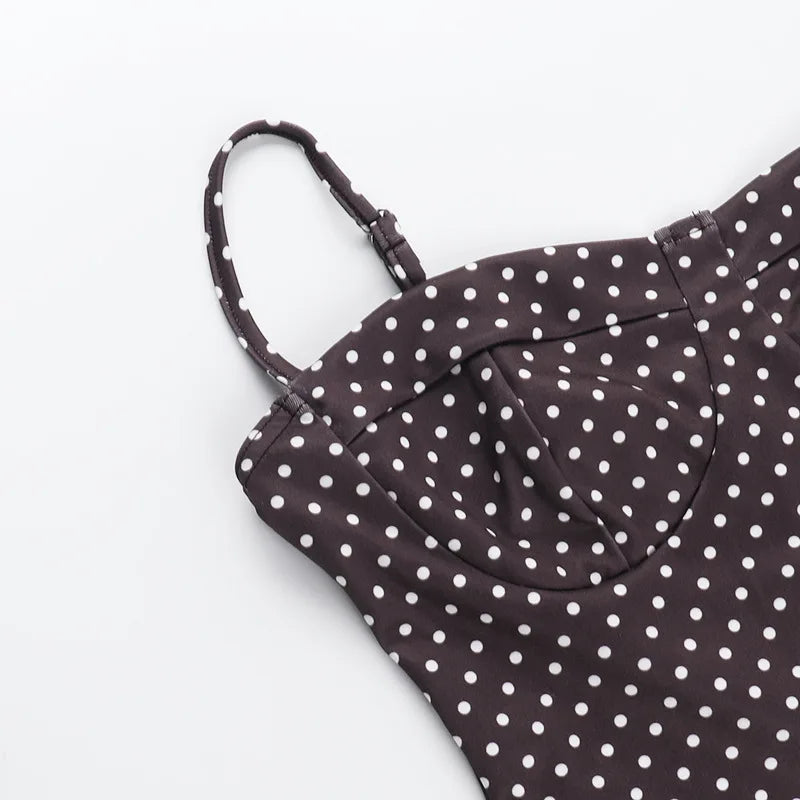 Rustic Polka Dot Halter Dress And Mini Skirt Set