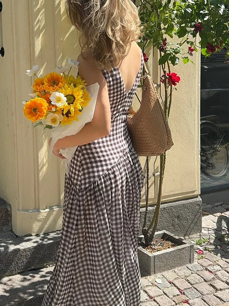 Polka Dot Pleated Maxi Dress With Slit V Neck Off Shoulder Sleeveless Evening Wear