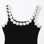 Black Glam Floral Backless Corset Slip Dress Sleeveless